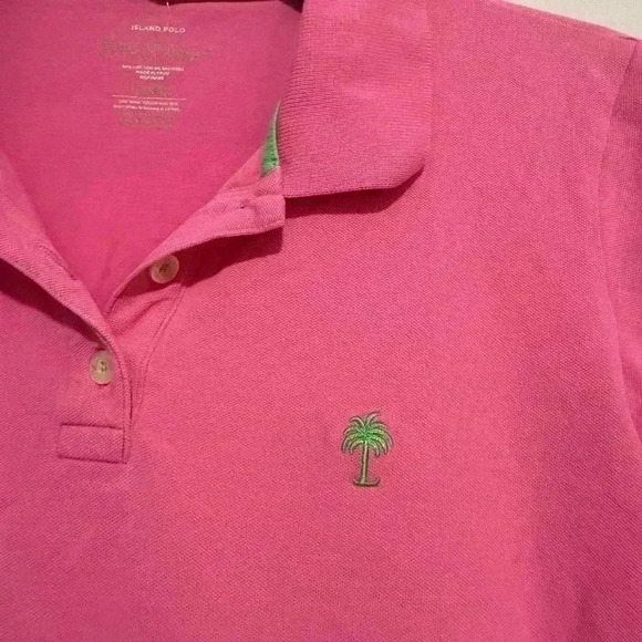 LILLY PULITZER  Short Sleeve Island Polo in Pink Size L Button Up - Picture 5 of 6